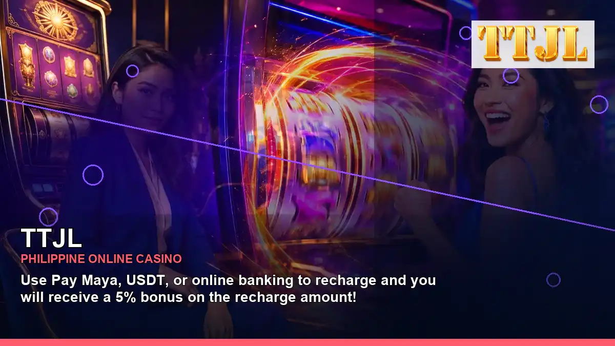 TTJL burst free spins slot games featuring an adult Filipina casino host with a left close-up composition